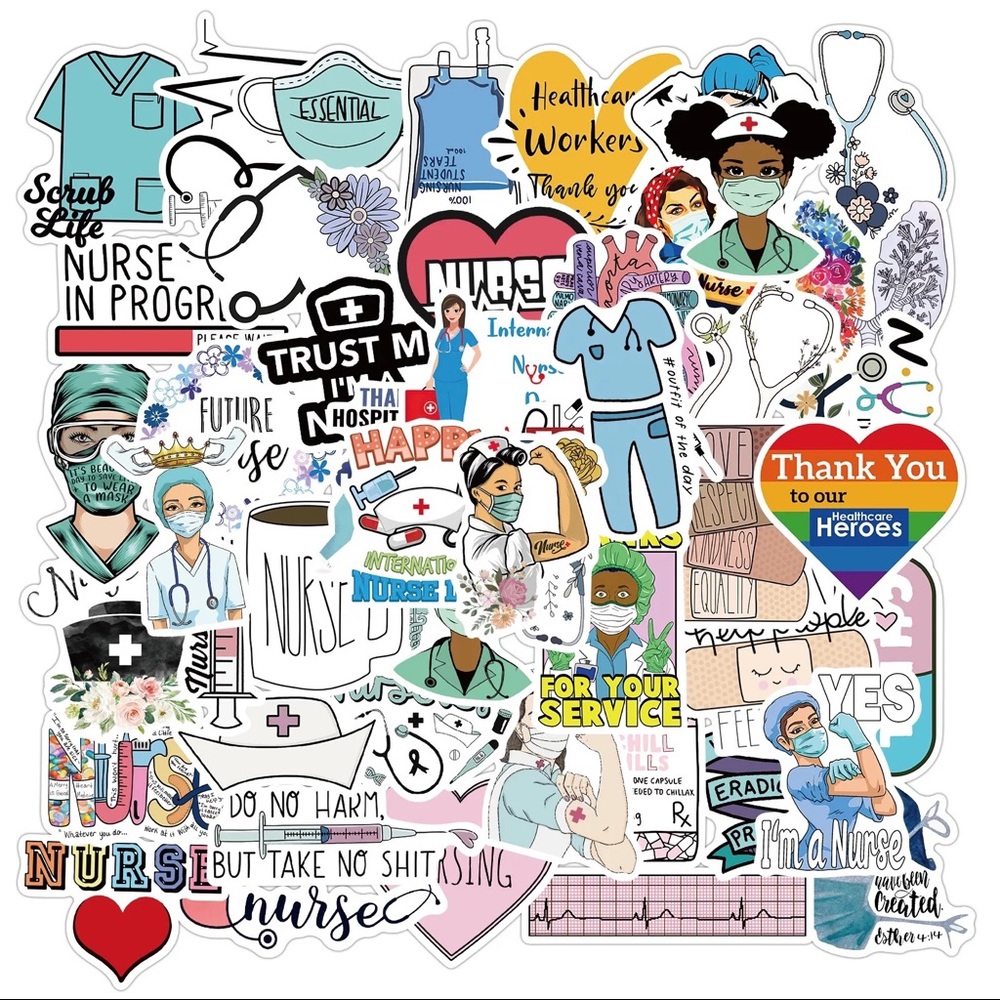 50 pcs Nurse Vinyl Stickers